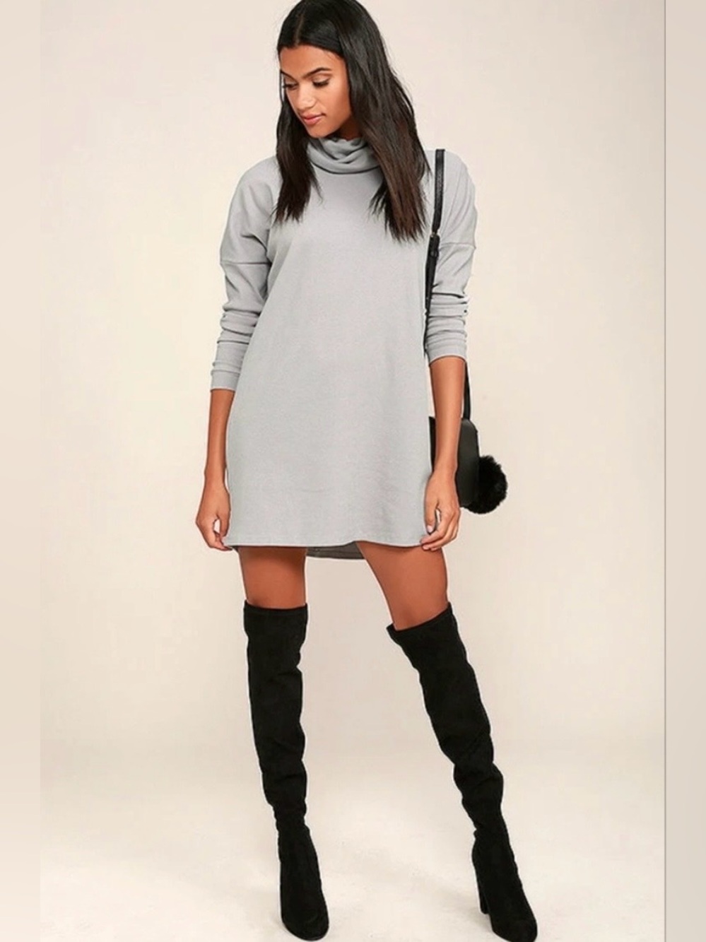LULUS Scheme of Things Grey Long Sleeve Dress
